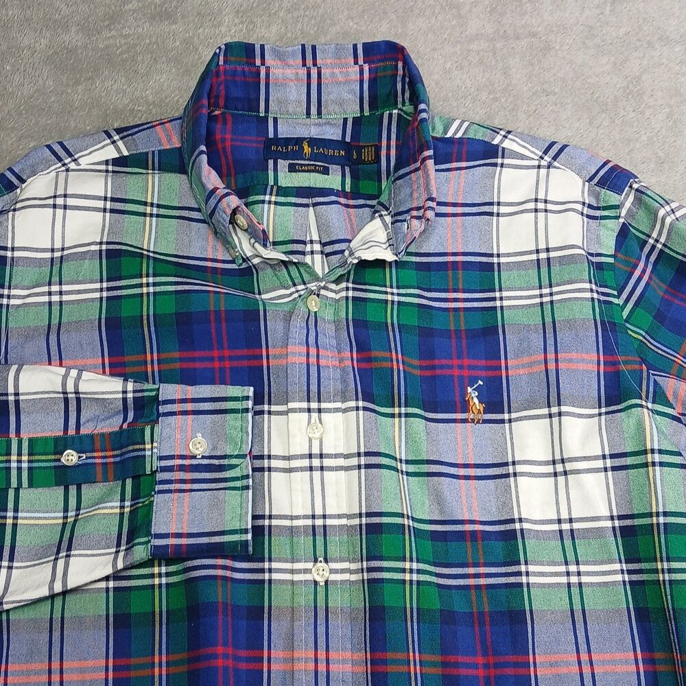 Ralph Lauren Plaid Shirt L Flesh Pony University Core Ivy League Prep Old Money